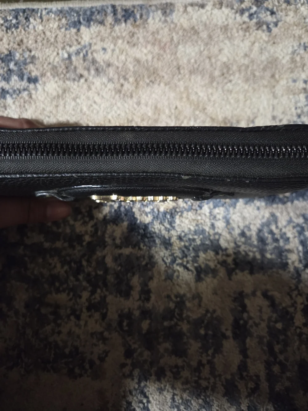 Juicy Couture Black Pebbled Leather Wallet with Gold Logo Plaque